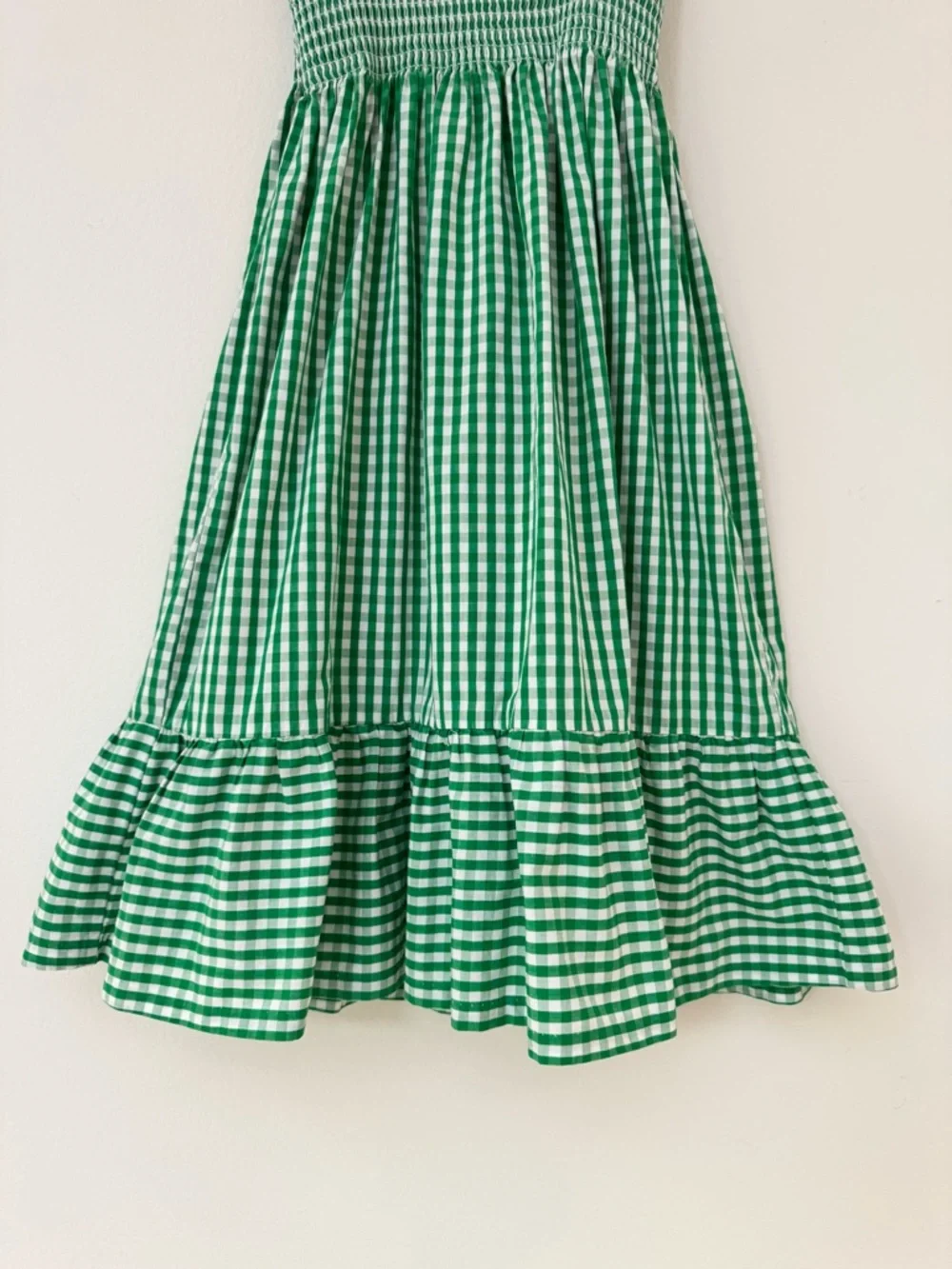 Little English Green Gingham Smocked Sundress with Ruffle Hem, Size 5 - Picture 3 of 10